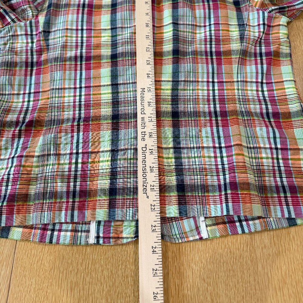 XL Cotton Plaid Madras Blazer Jacket Talbots 16 preppy academia stripe retro 90s - Picture 11 of 16